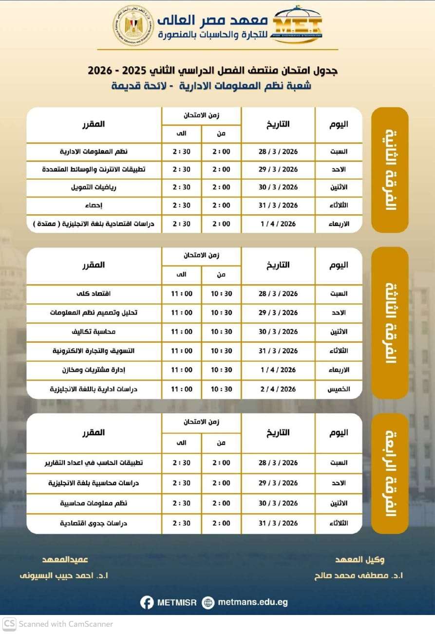 جدول منتصف الفصل الدراسي الثاني شعبة نظم معلومات الأعمال لائحة قديمة جدول منتصف الفصل الدراسي الثاني شعبة نظم معلومات الأعمال لائحة قديمة